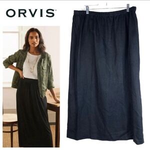 Orvis Size Small Maxi Long Skirt Black Pull On Side Zipper